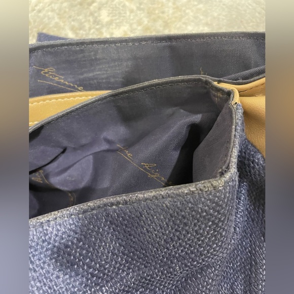 Etienne Aigner Crossbody Pouch Purse Handbag Bag Woven Detail Blue & Tan - Picture 16 of 16